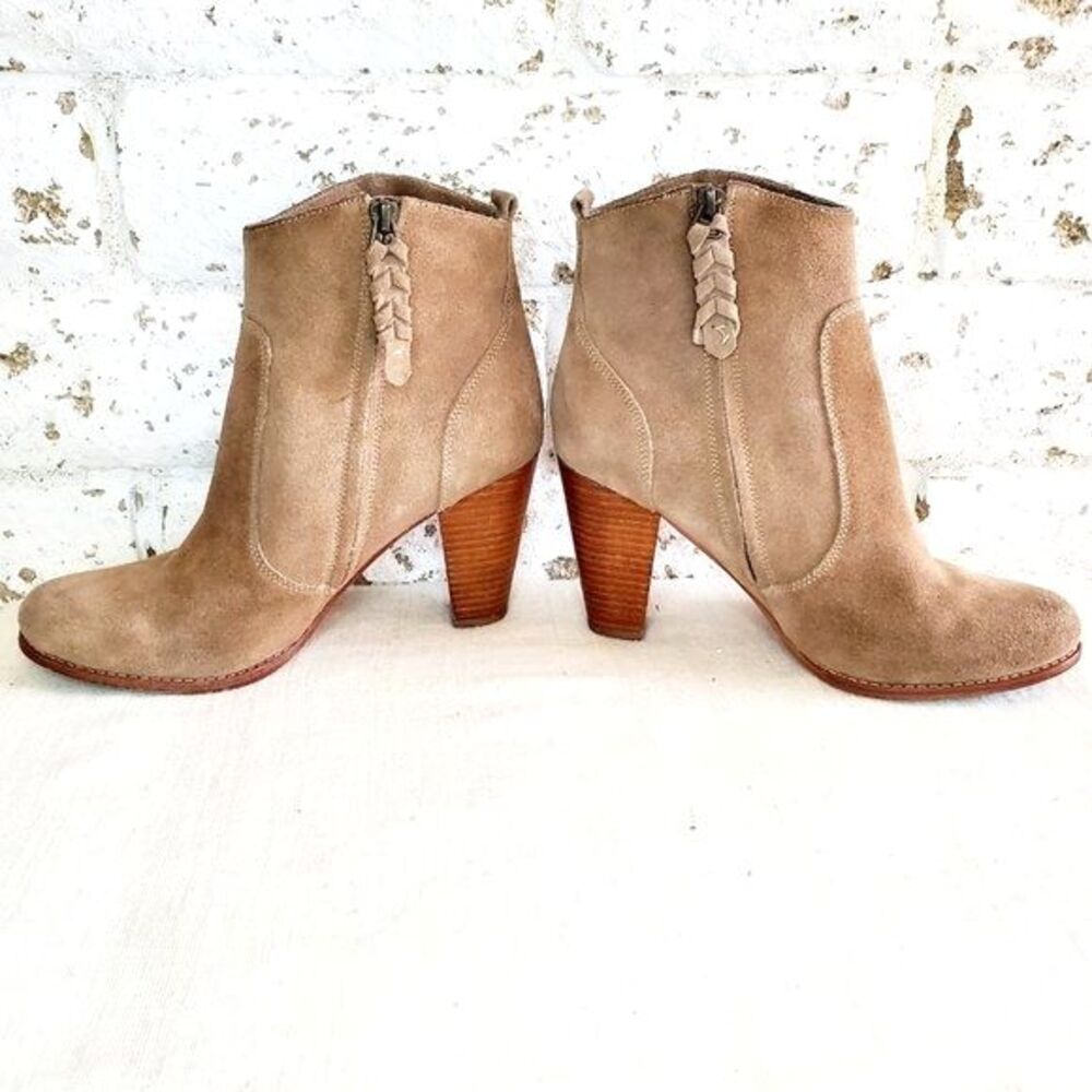 Joie Dalton WESTERN TAN Suede Boots SIDE ZIP STACKED Heel WOMEN COWGIRL SZ 40/10 - Picture 12 of 12